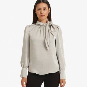Banana Republic Silver Blouse with Bow Detail